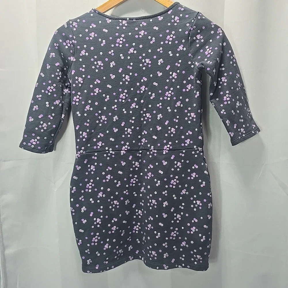 Gymboree‎ Sweatshirt Dress Kids 12 Gray Purple Polka Dot Sparkle Zipper Detail